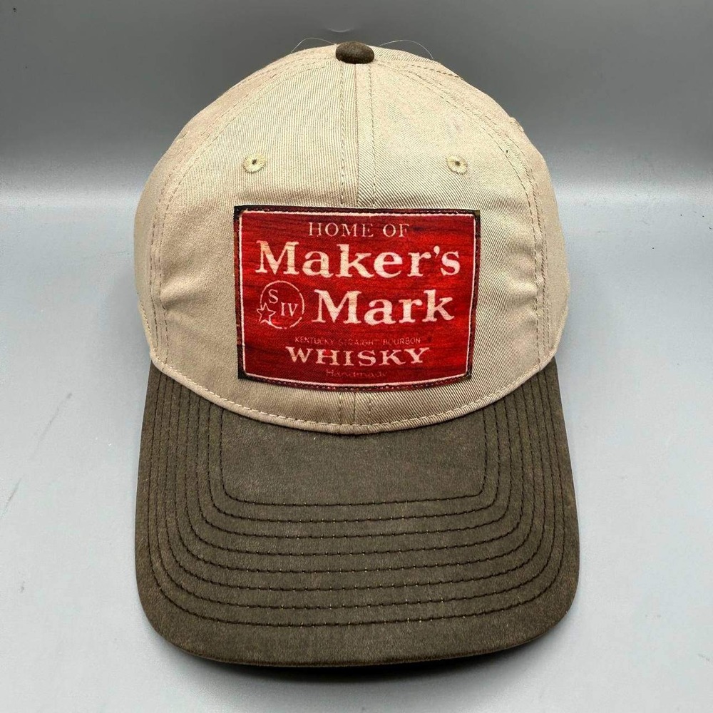Maker's Mark SIV Whisky Hat Men Tan Khaki The Game Strap Back Cap Cotton New
